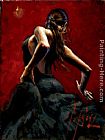 Fabian Perez dancer in red black dress